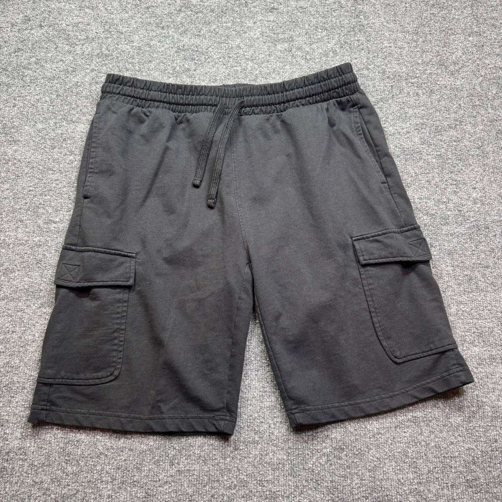 Hollywood The Jean People Cargo Shorts Mens XL Black Fleece Drawstring Casual